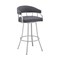 Armen Living Palmdale 30" Swivel Slate Gray Faux Leather and Silver Metal Bar Stool 795044878189 - alternate 1